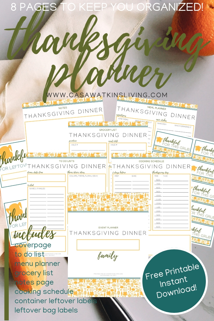 Free Thanksgiving Planner With Leftover Labels - Casa Watkins Living