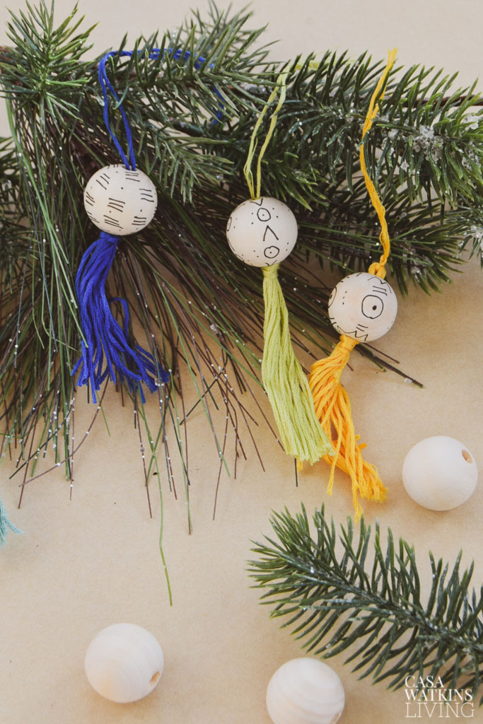 DIY Global Bohemian Wood Bead Ornaments - Casa Watkins Living