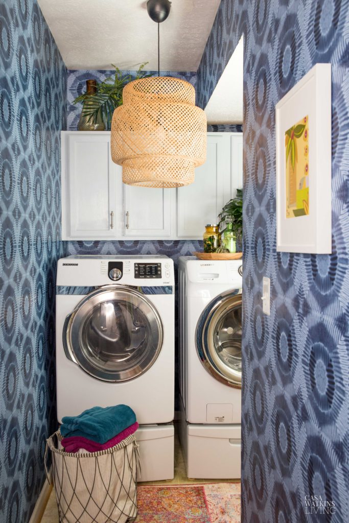 small-wallpapered-laundry-room - Casa Watkins Living
